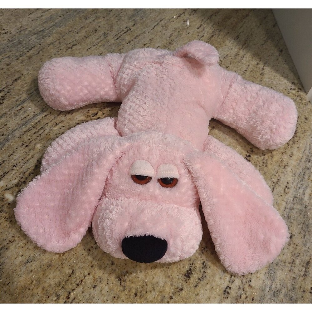2001 Commonwealth Pink Waffle Plush Dog Puppy Droopy Ears About 14"
